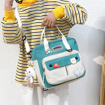 Женская нейлоновая школьная сумка для маленькой девочки большой емкости, кавайная женская детская сумка, милая сумочка, студенческие сумки через плечо