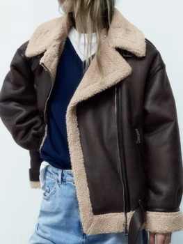 Женская осенне-зимняя Новая модная толстая теплая куртка из искусственной овчины, пальто, Винтажная женская верхняя одежда с длинным рукавом и поясом, Шикарные топы