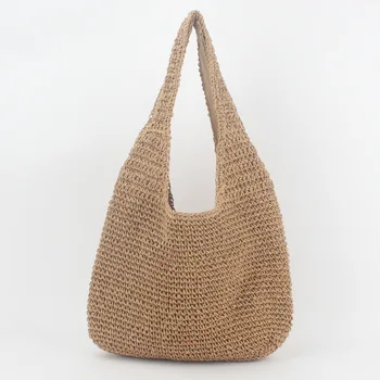 Женская соломенная сумка большой емкости, летние сумки для пляжного отдыха, тканая сумка ручной работы, женские повседневные сумки-ведра, тотализатор