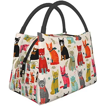 Женская сумка для ланча Cat, сумка-тоут, сумка для ланча для мужчин, женская коробка для ланча, многоразовый изолированный контейнер для ланча, для работы, для путешествий
