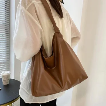 Женская сумка для отдыха в стиле ретро, сумка через плечо из искусственной кожи, однотонная сумка, Дизайнерская роскошная сумка подмышками, Женская сумка большой емкости