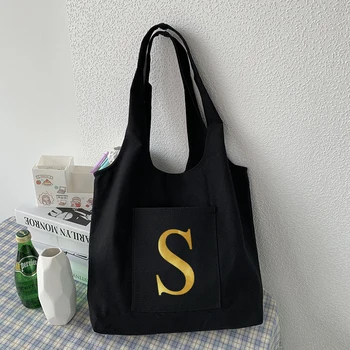 Женская сумка-тоут с буквенным принтом, студенческая повседневная сумка, сумка через плечо, Оксфордская многоразовая пляжная сумка для покупок большой емкости