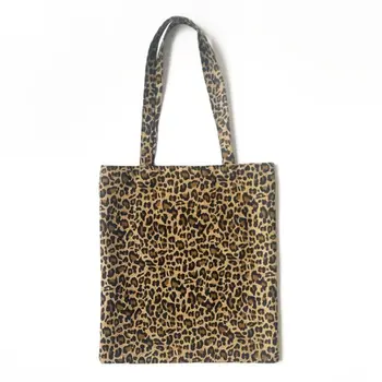 Женская холщовая сумка через плечо с леопардовым принтом для девочек, сумка-хобо, сумка-тоут