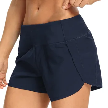 Женские брюки для бега с эластичной резинкой на талии, шорты, спортивные брюки с карманами