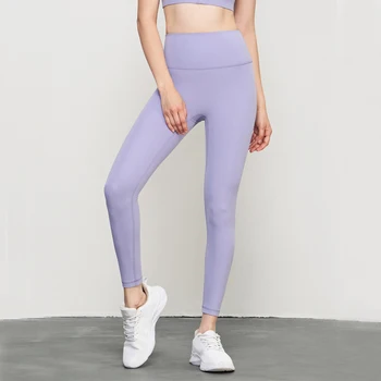 Женские брюки для йоги с высокой талией, Однотонные спортивные леггинсы для тренировок длиной до щиколоток, колготки для фитнеса, женская одежда для тренировок