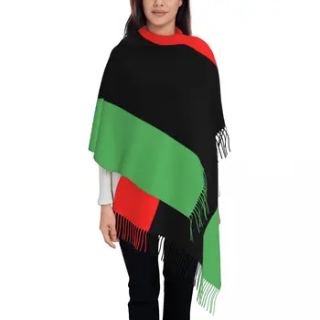 Женские теплые зимние бесконечные шарфы с флагом Ливии, комплект, одеяло, шарф, чистый цвет