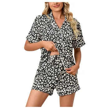 Женский пижамный комплект, роскошные атласные шелковые пижамы, пижамы с коротким рукавом, домашняя одежда для отдыха, пижамы для женщин
