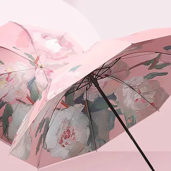 Женский Уф-зонт с защитой от солнца, Ветрозащитный Китайский зонтик, Мини-Пляжный Зонт от солнца, Роскошный Домашний дождевик Paraguas Mini Plegable