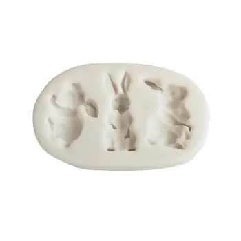 Жидкая силиконовая форма с тремя кроликами, помадка, инструмент для лепки из мягкой глины своими руками, случайный цвет