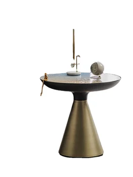 Журнальный столик XL из закаленного стекла для гостиной, домашний круглый металлический столик, приставной столик для дивана