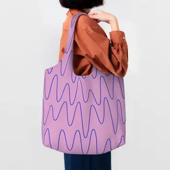 Забавные звуковые волны, сумка-тоут с розовым фламинго, уличная роспись, Элдридж, бакалея, холщовые сумки через плечо, сумки для покупок, сумки