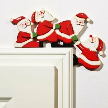 Забавный 2023 Санта Клаус Ангел Лось Деревянная Рождественская Дверная рама Дверные Угловые украшения Рождественская Дверь Веселый Рождественский Декор дома 2024