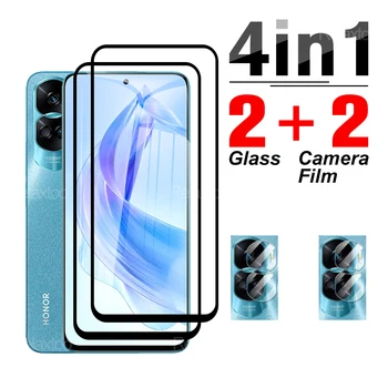 Защитная пленка для экрана 4в1 с полным покрытием для Honor 90 Lite из закаленного стекла для Honor X50i 5G Защитная пленка для телефона с черным уплотнением