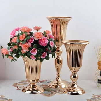 Золотая ваза для цветов в европейском стиле, металлический держатель для цветочной композиции, стебли цветочного горшка, букет, Держатель для цветочных растений, орнамент