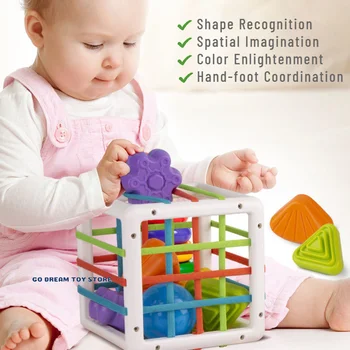 Игра по сортировке разноцветных фигурных блоков, обучающие игрушки Монтессори для детей, подарок при рождении ребенка от 0 до 12 месяцев Juguetes