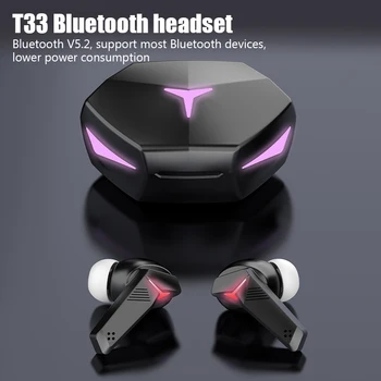Игровая беспроводная Bluetooth-гарнитура T33 TWS Наушники с низкой задержкой звука с микрофоном и цифровым дисплеем Наушники Fone Bluetooth