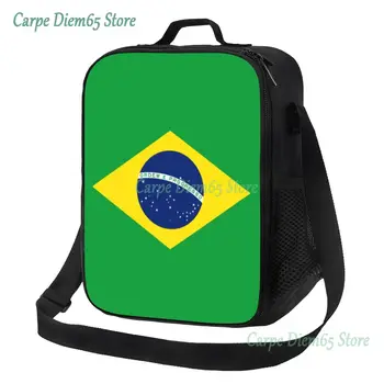 Изготовленная на заказ сумка для ланча с бразильским флагом, Мужская и женская сумка-холодильник, теплый изолированный ланч-бокс для детей, школьников