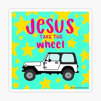 Иисус садится за руль, 5ШТ автомобильных наклеек на окно, багаж, украшения для детской гостиной, художественный фон, декор автомобиля, Домашняя комната.