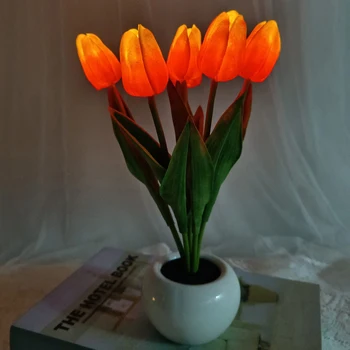 Имитация тюльпана, кнопка ночного освещения, цветок тюльпана с батарейным питанием, Декоративный светильник, украшения для освещения, домашний декор для гостиной