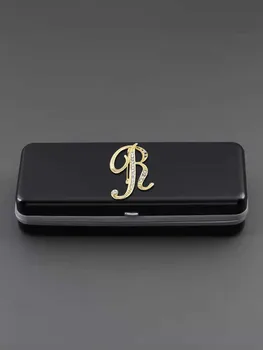 Индивидуальные металлические футляры для очков с мягкой бархатной подкладкой, персонализированное письмо с именем клиента: золотые, бриллиантовые и розовые тона