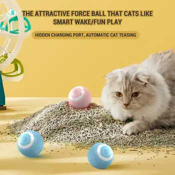 Интеллектуальная интерактивная игрушка для кошек с шариком, перезаряжаемая через USB Автоматическая игрушка для кошек с красочным световым шариком, игрушка для котенка