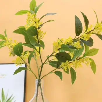 Искусственная ветка без полива, реалистичные искусственные ветви Osmanthus Fragrans, неувядающие искусственные растения для домашнего офиса, Декор Фото