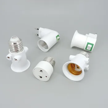 Источник питания AC от США ЕС Великобритании до E26 E27 Светодиодная лампа Держатель лампы Базовая розетка Штекер Винт Адаптер освещения Конвертер электрический разъем o1