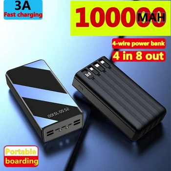 Источник питания для быстрой зарядки USB емкостью 100000 мАч, светодиодный дисплей, портативный мобильный телефон, планшет, внешний аккумулятор, аккумулятор