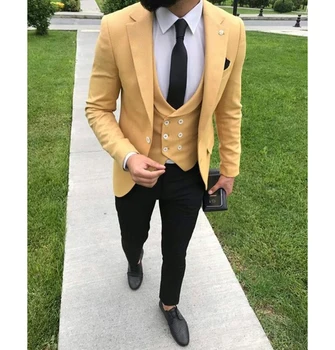 Итальянские мужские костюмы, новый элегантный комплект из 3 предметов (куртка + жилет + брюки), мужской костюм, фрак для выпускного вечера, для жениха на свадьбу, Groom Terno