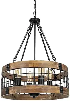 Канделябр в деревенском стиле, круглый подвесной светильник с 4 лампочками для столовой, прихожей, кухонного островка, фойе, завтрака