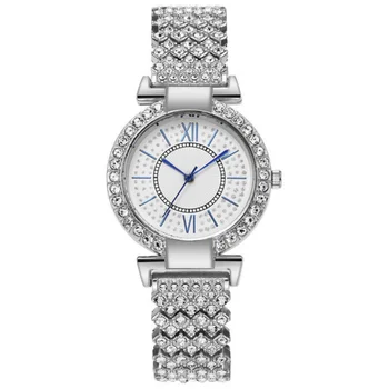 Кварцевые часы для женщин Стальной браслет с бриллиантовой вставкой Модный тренд для отдыха Универсальные изысканные женские кварцевые часы