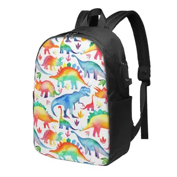 Классический базовый холщовый школьный рюкзак цвета динозавров, повседневный рюкзак для офиса для мужчин и женщин