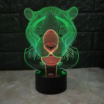 Классический Тигровый светодиодный 3D ночник Креативная Семицветная сенсорная лампа с ТВ-подсветкой, прекрасный 3D-светильник с изменением цвета на 7 цветов