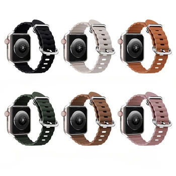 Кожаный ремешок для Apple Watch ultra Series 8 7 6 SE54321 из искусственной кожи ocean band классическая пряжка для iWatch прочный ремешок для часов