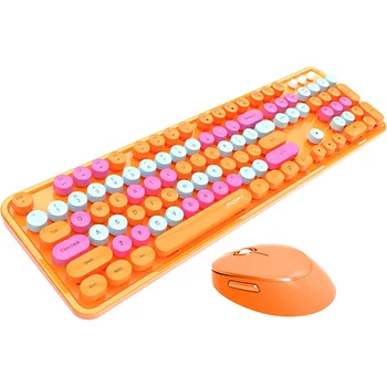 Комбинированная беспроводная клавиатура и мышь Mix Color с 104 клавишами, полноразмерная USB-клавиатура и оптическая мышь для девочек-ноутбуков