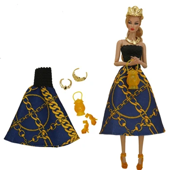 Комплект одежды/ синее платье + ожерелье + корона + сумка + обувь /30 см кукольная одежда летняя одежда Для 1/6 Xinyi FR ST Куклы Барби