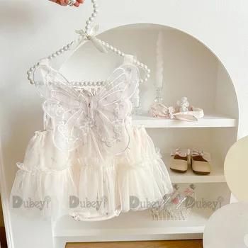 Корейский комбинезон с крыльями бабочки для маленьких девочек, Детское платье-пачка, Детская одежда для новорожденных, модная одежда без рукавов