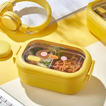 Коробка для Бэнто Портативный контейнер для еды Дизайн сетки Сохранение тепла Маленькая Желтая Утка Коробка для Бэнто с изоляцией из нержавеющей стали