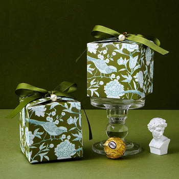 Коробка конфет с цветами и птицами, Подарочные картонные коробки, Подарочная упаковка, Маленькая подарочная коробка для свадьбы, Дня рождения, детского душа, вечеринки, украшения
