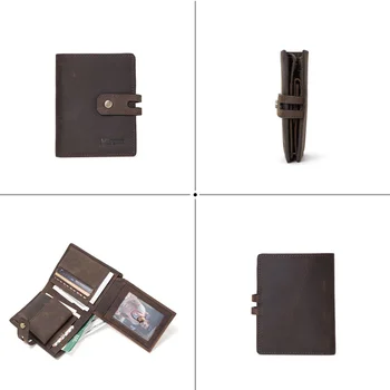 короткий мужской кошелек из натуральной винтажной кожи, маленький держатель кредитной карты для ретро-кошельков для монет, ID-карта, кошелек с RFID-блокировкой