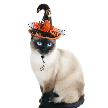Кошки Забавная шляпа Хэллоуин Домашние собаки Головные уборы Вечеринка Косплей Костюм Английский 