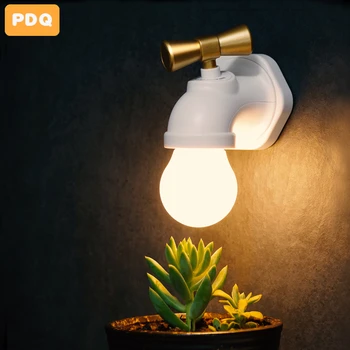 Кран Ночник Светодиодный Креативный настенный светильник Ретро Настольная лампа USB Перезаряжаемая Прикроватная тумбочка для спальни