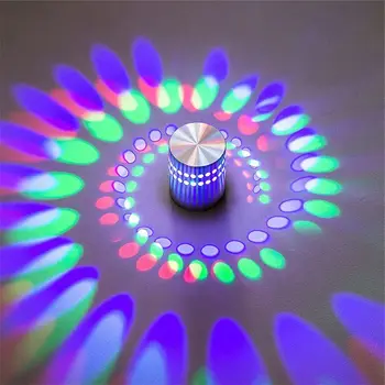 Креативный спиральный светодиодный настенный светильник из алюминиевого материала 3 Вт RGB AC85-265V, цветное освещение для внутреннего оформления бара KTV