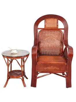 Кресло из настоящего ротанга со спинкой, одноместное бамбуковое плетеное кресло из ротанга, домашнее кресло для отдыха пожилых людей, офисное кресло из ротанга, современное простое