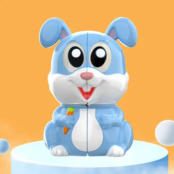 Кубик кролика Юйсин 2x2 с мультяшным дизайном животных, 2x2 Волшебных кубика, развивающая игрушка для детей в подарок
