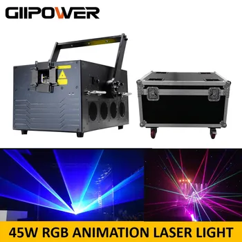 Лазер FB4 мощностью 45 Вт RGB Анимационный Лазерный Луч ILDA Stage Show System мощностью 45 Вт Многоцветный Лазерный Аналоговый Текстовый Проектор