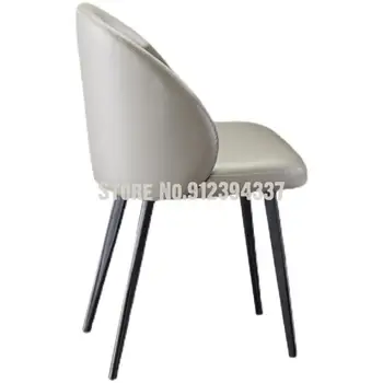 Легкий роскошный домашний обеденный стул в итальянском стиле, современный минималистичный дизайн из углеродистой стали и кожи для маленькой квартиры