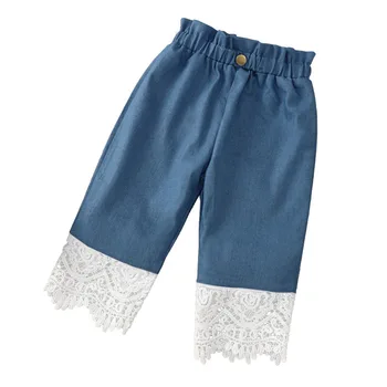Летние Детские Свободные брюки для девочек с кружевным орнаментом, Детские Брюки, Одежда