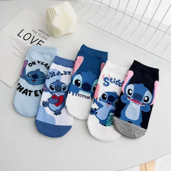 Летние носки Disney с японским мультфильмом Sweet Girl Lilo & Stitch хлопчатобумажные носки всех размеров оптом для мужчин и женщин
