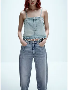 Летняя новинка, модный джинсовый топ с эффектом джинсовой юбки в европейском и американском стиле для отдыха в западном стиле